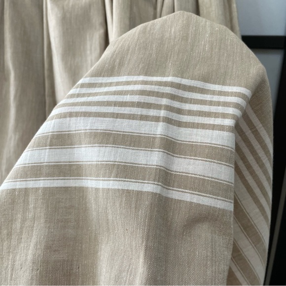 Vintage A-Line Pleated Cream & White Linen Blend Skirt Made In England - Picture 7 of 11